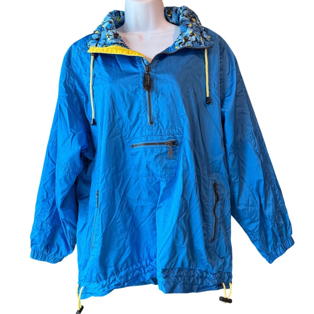 Kaelin Ski Vintage Pullover Windbreaker Jacket Blue Yellow Size 6
